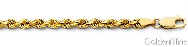 4.5mm 14k Yellow Gold Men's Rope Chain Bracelet 8.5in Slide 1