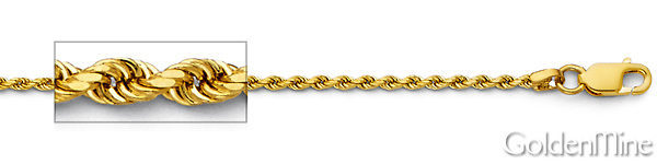 1.5mm 14K Yellow Gold Diamond-Cut Rope Chain Necklace - Heavy 16-24in Slide 1