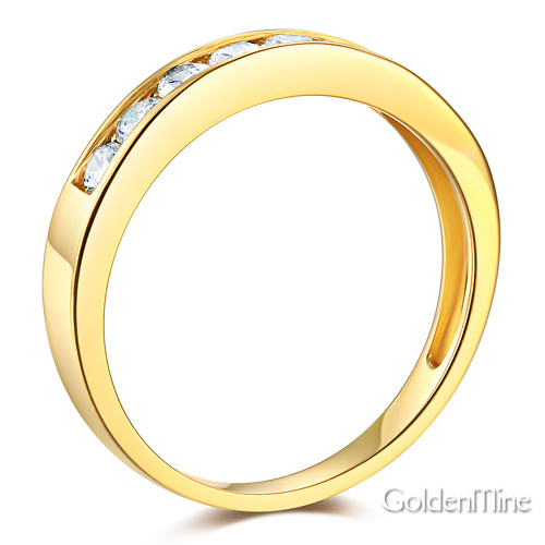 3.5mm Channel-Set CZ Wedding Band in 14K Yellow Gold Slide 1