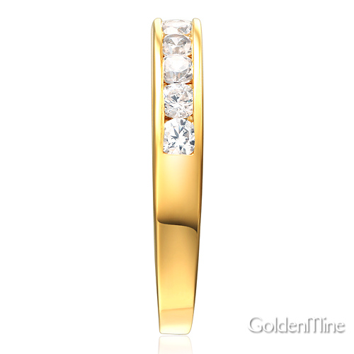 3.5mm Channel-Set CZ Wedding Band in 14K Yellow Gold Slide 2