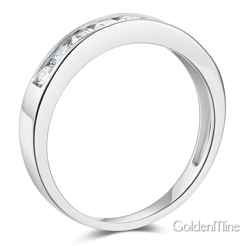 3.5mm Channel-Set Round-Cut CZ Wedding Band in 14K White Gold Slide 1