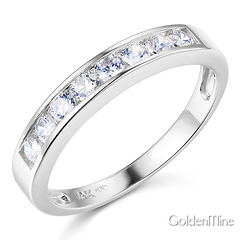 3.5mm Channel-Set Round-Cut CZ Wedding Band in 14K White Gold