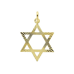 Etched Star of David Pendant in 14K Yellow Gold - Petite