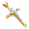 Small Rod Crucifix Pendant in 14K Two-Tone Gold - Classic thumb 0