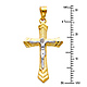 Small Fancy Edge Textured Crucifix Pendant in 14K Two-Tone Gold thumb 1