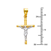 Small Rod Crucifix Pendant in Two-Tone 14K Yellow Gold thumb 1