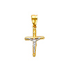 Small Milgrain Edge 14K Two Tone Gold Crucifix Pendant thumb 0