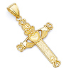 Small Claddagh Cross Pendant in 14K Yellow Gold thumb 0