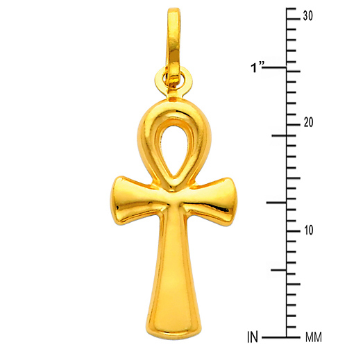 Extra Small Ankh Cross Pendant in 14K Yellow Gold Slide 1