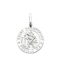 14K White Gold Saint Christopher Pendant