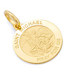 Petite Saint Michael Round Medal Pendant in 14K Yellow Gold thumb 0