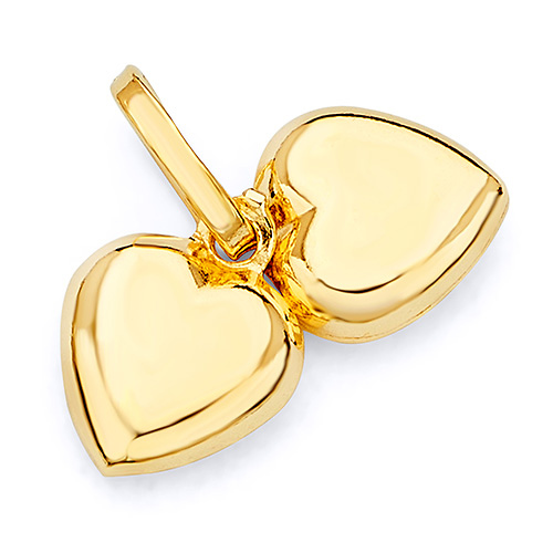 Small 14K Yellow Gold Two Hearts Pendant Slide 0