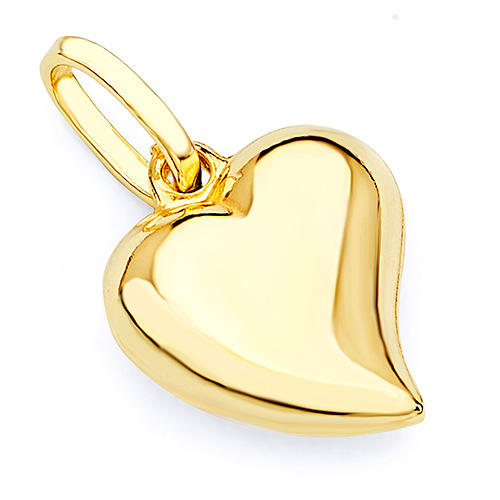 Small Whimsical Puffed Heart Pendant in 14K Yellow Gold Slide 0
