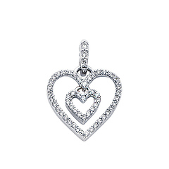 14K White Gold CZ Love Heart Pendant