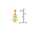 14K Yellow Gold Interlocking CZ Two Hearts Pendant thumb 1