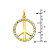 14K Yellow Gold Peace Sign CZ Cubic Zirconia Charm Pendant thumb 1