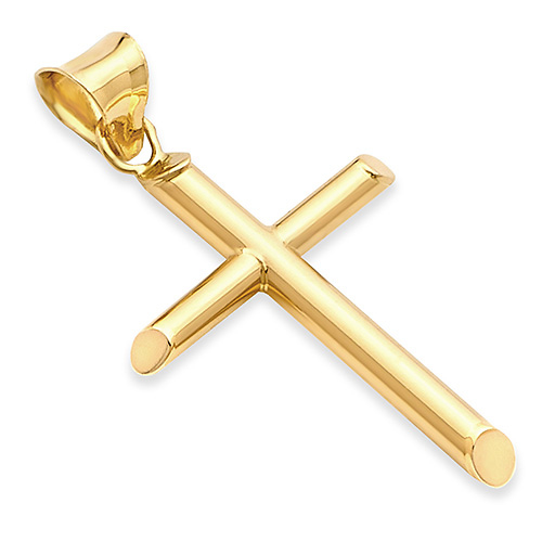 Petite Rod Cross Pendant in 14K Yellow Gold - Classic Slide 0