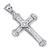 Medium Round & Baguette CZ Medium Cross Pendant in 14K White Gold thumb 0