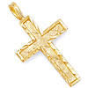Small Diamond-Cut Textured Cross Pendant in 14K Yellow Gold thumb 0