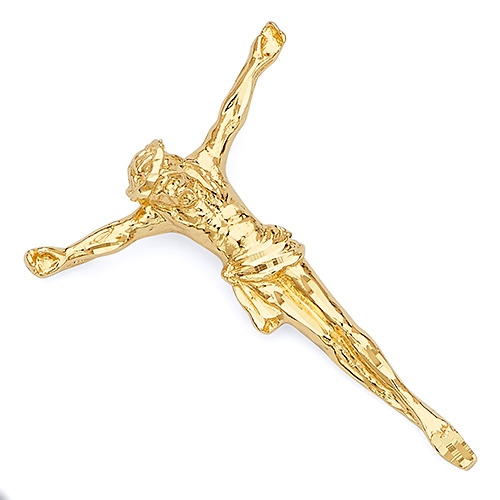 Medium Floating Jesus Body Crucifix Pendant in 14K Yellow Gold Slide 0
