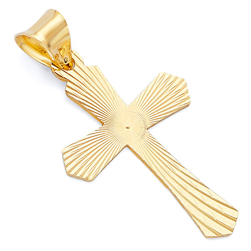 Small Diamond-Cut Stamp Passion Cross Pendant in 14K Yellow Gold Slide 0