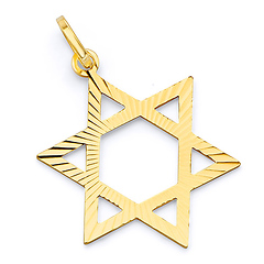 Etched Star of David Pendant in 14K Yellow Gold - Small
