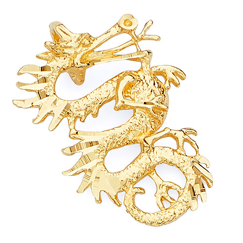 Chinese Dragon Pendant in 14K Yellow Gold - Small Slide 0