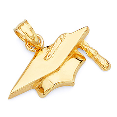 Graduation Cap Charm Pendant in 14K Yellow Gold - Mini