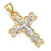 Large Open Ivy CZ Crucifix Pendant in 14K Two-Tone Gold thumb 0