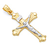 Budded 14K Two-Tone Gold Crucifix Pendant thumb 0