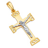 Modern 14K Two-Tone Gold Crucifix Pendant thumb 0