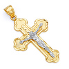 Large 14K Two-Tone Gold Crucifix Pendant thumb 0