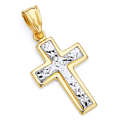 14K Yellow Gold Cross Religious Pendant