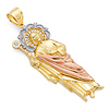 14K TriGold San Judas Tadeo Pendant - Extra Large thumb 0