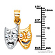 Tragedy Comedy Drama Mask CZ Charm Pendant in 14K Two-Tone Gold - Mini thumb 1