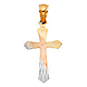 Small Diamond-Cut Stamp Passion Cross Pendant in 14K Tricolor thumb 1