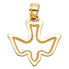 Open Cut Milgrain Dove Charm Pendant in 14K Yellow Gold thumb 1