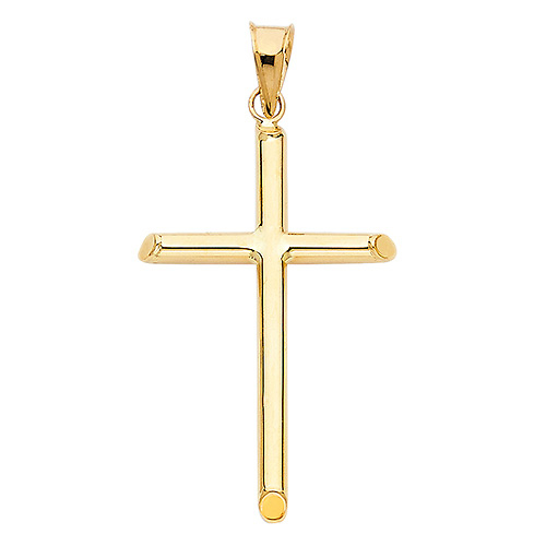 Medium Rod Cross Pendant in 14K Yellow Gold - Classic Slide 1