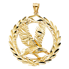 Ivy Encircling Eagle Pendant in 14K Yellow Gold XL