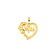 Mom Heart Pendant with Flower in 14K Yellow Gold - Mini thumb 1