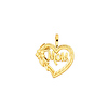 Mom Heart Pendant with Flower in 14K Yellow Gold - Mini thumb 1