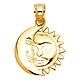 Smiling Face Sun & Moon Pendant in 14K Yellow Gold - Petite thumb 1