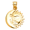 Smiling Face Sun & Moon Pendant in 14K Yellow Gold - Petite thumb 1