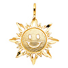 Textured Smiling Happy Face Sun Pendant in 14K Yellow Gold - Small thumb 1