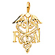 RN Nurse Medical Caduceus Pendant in 14K Yellow Gold - Petite thumb 1