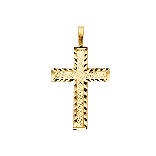 Small Diamond-Cut Textured Cross Pendant in 14K Yellow Gold Slide 1