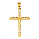 Large Floral Channel-Set CZ Crucifix Pendant in 14K Yellow Gold thumb 1