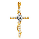 Small CZ White Rose Cross Pendant in 14K Yellow Gold thumb 1