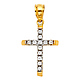 Petite Beveled Edge Slender CZ Cross Pendant in 14K Two-Tone thumb 1