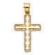 Small Fancy Milgrain Cross Pendant in  14K Two-Tone Gold thumb 1